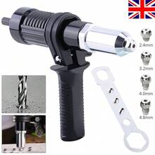 Electric Rivet Nut Gun Adapter, Cordless Drill Riveting Tool, Multipurpose Insert Nut Pull Rivet Gun For DIY & Industrial Use - Negro - Ver 1