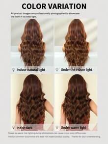 7JHH WIGS Brown Blonde Wig Long Loose Wavy Wig Middle Part With Curtain Bangs Dark Roots Natural Looking Synthetic Heat Resistant Fiber Hair Wigs For Women Daily Party Rave Use 26 Inch - 金色 - 查看 8