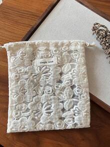 Bolsa de Tecido Pequena com Cordão, Bordado de Renda Vintage Damasco, Bolsa de Armazenamento Portátil, Organizador de Clipes de Cabelo e Joias para Mulheres, Bolsa Cosmética, Porta-Moedas, Porta-Lenços de Papel, Bolsa para Absorventes Higiênicos, Embalagem de Lembrança, Decoração para Sala de Maquiagem - Multicolorido - Visão 11