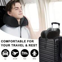 Neck Support Travel Pillow, Ergonomic U-Shaped Pillow For Office Chair, Airplane & Car, Portable With Durable Soft Polyester Cover In Black - màu đen - Xem 3