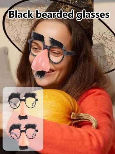 一套趣味黑色眼镜（带睫毛、鼻子和胡子），新奇的服装配饰，适合派对和节日，男女通用成人款