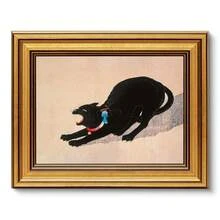VIYYIEA Vintage Gold Framed Wall Art For Living Room, Black Cat Canvas Prints Home Decor, Sketch Painting Picture, Bedroom Wall Decor Gifts For Friends Or Family -[Cat Stretch]-(10L X 8W) - [貓咪伸展] - 查看 1