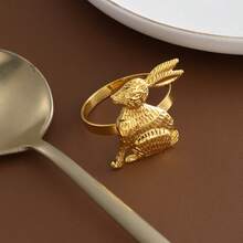 6pcs/12pcs Rabbit Napkin Rings, Gold Or Silver Color, Easter Holiday Table Decor, Hotel Easter Table Decoration - Multicolor - View 10