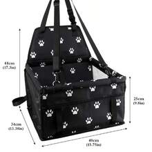 Dog Car Seat, Foldable Dog Car Booster Seat Waterproof Breathable Oxford Travel Bag For Small To Medium Dogs, Puppies, And Pets-Pattern Black - màu đen - Xem 10