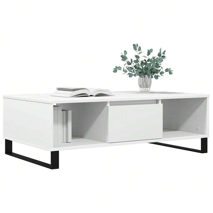 vidaXL Tavolo basso bianco 104x60x35 cm ingegneria del legno - Bianco - Visualizzare 1