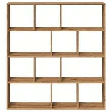 vidaXL Bücherregal, handgefertigte Eiche, 132 x 29 x 141,5 cm, Holzwerkstoff - Braun - Übersicht 5
