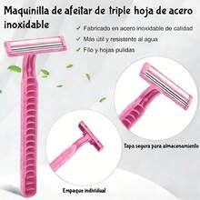 FD 3-Pack Disposable Manual Razor For Men, 5 Stainless Steel Blades - Full Body Shaving Set, Washable - Pink - View 2