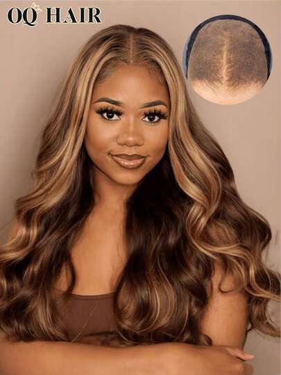 OQ 180%密度，18-28英寸波浪卷发蕾丝闭合假发，透明蕾丝，即戴即用，无需胶水，预剪预拔蕾丝，适合运动、度假、旅行、节日、派对、户外活动、角色扮演、学校、海滩、露营、假日、秋季、圣诞节等场合，优雅休闲时尚风格，万圣节装饰，女士礼物