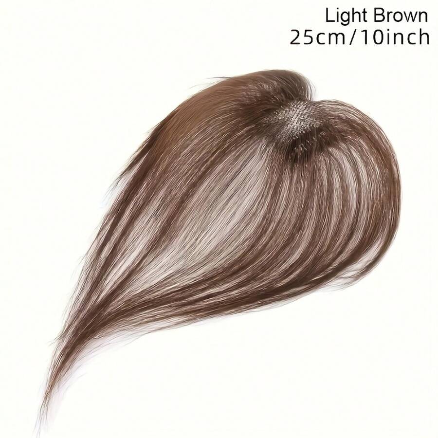 Single Hairpiece With Fringe, Suitable For Ladies - 360° 3D Coverage, Suitable For Sparse Hair, 4x6 Straight Hairpiece, Black Brown Natural Style, Fullness And Density, Comfortable Clip Design, Suitable For All Women - 棕色 - 查看 1