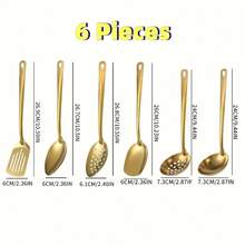 6-Piece Stainless Steel Gold-Plated Kitchen Utensil Set, Korean-Style Design, Multi-Functional For Cooking, Serving And Draining, Perfect Gift For Family Gatherings And Christmas. - 6 Gold - View 4