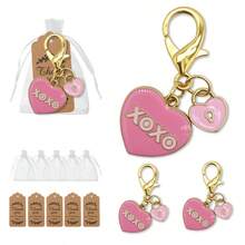 18pcs-6 Sets Of Heart-Shaped Keychain Combination - Including 6 Greeting Cards, 6 XOXO Heart-Shaped Keychains, And 6 Gauze Bags - Perfect As A Girlfriend Or New Year Gift - Suitable For Birthdays, Valentine's Day, Weddings, And Keychain Gift Boxes - Multicolor - View 4
