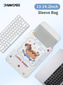 DANYCASE 13-14.2 Inch Cartoon PU Leather Ultrabook Protective Sleeve, Laptop Case Suitable For IPad, HP Surface Laptops - White - View 3