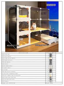 Large Indoor Cat Cage With Free Space, Home Use, 1 Room 1 Bathroom, Drawer-Style All-In-One Cat Villa