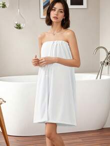 1 pieza Bata de baño de felpa de coral para mujer, tela súper suave de secado rápido, adecuada para sauna/playa/piscina/baño, temporada de vuelta al colegio, con cordón ajustable, estilo moderno, lavable a máquina, alta absorción, 280g/M² - Multicolor - Ver 12