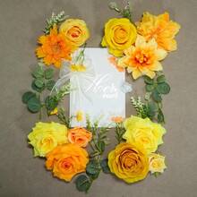 [Free Shipping]Artificial Flowers For Home Decorations: Yellow Silk Fake Flowers Bulk Boxed Set, Peony Roses Bouquets With Stems For Table Centerpiece, DIY Wedding, Bridal Shower, Graduation Cap & Tea Party - 黃色 - 查看 5
