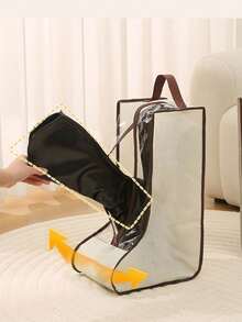 1个防尘鞋盒，无纺布PVC靴子收纳盒，带透明窗口和提手 | 拉链防水靴套，适用于女士高筒靴和踝靴 | 便携透气鞋袋，适合旅行、居家使用，男女皆宜，邮轮度假必备