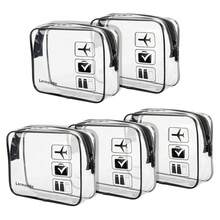 Lermende 2pcs Clear Toiletry Bag TSA Approved Travel Bag,Carry On For Travel,Airport Airline Accessories Compliant Bag,Quart Sized Makeup Cosmetic Bag Women Men (Black, 5 Pack) - 黑色 - 查看 2
