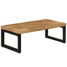 vidaXL Table basse 100x50x35 cm Bois de manguier solide et acier - Tabac - Voir 2