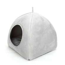 Cama Cueva Acogedora de Peluche para Hurones, Erizos, Cobayas y Hámsters, Casa para Mascotas - pirámide gris - Ver 17