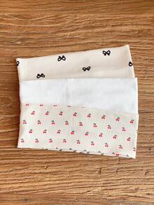 3件套韩版ins风蝴蝶结樱桃印花发带套装！可爱罗纹针织发带，打造甜美少女风 - 彩色 - 查看 9