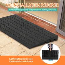 Rubber Threshold Ramp, Heavy Duty Threshold Ramps, Rubber Driveway Ramps With Cable Cover, Car Driveway Curb Ramp For Cars Vehicles Loading Dock Garage Sidewalk, 24x42x2.5inch - 24x42x2.5inch - View 3