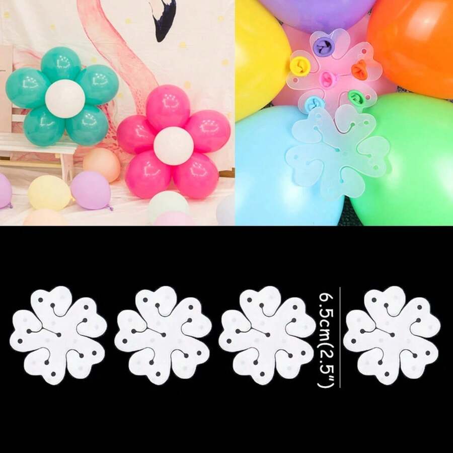 Clipes de Balão em Forma de Flor, Acessórios de Decoração, Clipe de Ameixa para Chá de Bebê, Casamento, Festa de Aniversário, Clipe de Plástico para Balões - Multicolorido - Visão 1