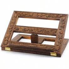 Adjustable Wooden Bible Stand Carved Bible Holder Missal Stand Book Display Reading Folding Religious Prayer Wooden Holy Book Holder 12.99x 10.04 InchesDark Brown - Dark Brown - View 1