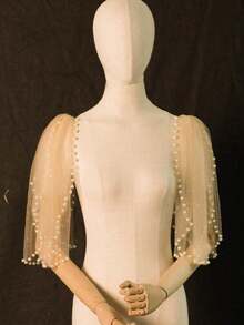 2件装闪亮亮片新娘披肩袖，适用于婚礼、派对、婚纱、连衣裙、吊带裙、女士配饰、披肩 - VG40A-X - 查看 11