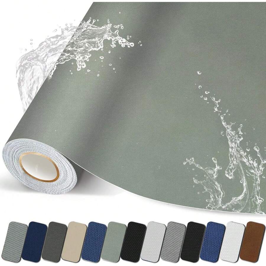 Canvas Repair Patch, Strong Sticky Fabric Repair Tape, Self-Adhesive Fabric Patch For Sofas, Tote Bags, Clothing, Car Seats, Furniture (Grey, 3.5X79 Inch) - Linen Medium Grey - View 1
