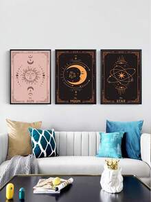3 piezas Láminas decorativas sin marco con patrón de luna y estrella - Multicolor - Ver 8