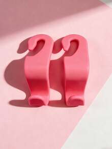 2pcs Pink Abs Car Hooks, Hidden Multi-purpose Seat Back Headrest Hanger For Car, Creative Storage Hook - Pink - View 4