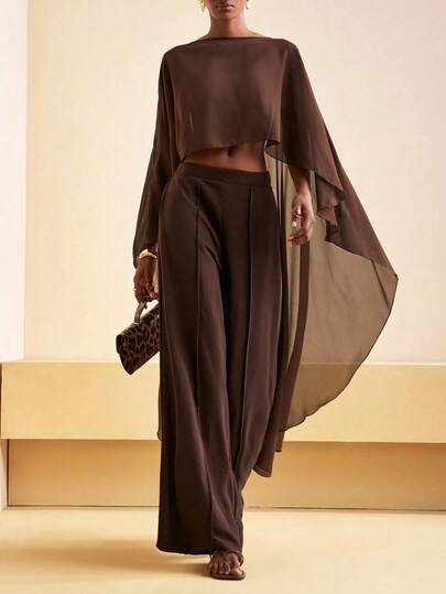 Women's Solid Color Tulle Asymmetrical Shawl Top Shorter In The Front And Longer In The Back,Suitable For Parties Dates Wear Stylish Streetwear Going Out Outfits