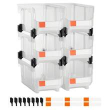 Plastic Stackable Storage Bins, 14.8 X 8.5 X 7.1 Inch (6 Pack), Plastic Containers For Organizing & Storage Bins For Closet, Garage, Small Parts, Office Supplies, Other Accessories, Transparent - 6-pack, 14L, Clear - View 9