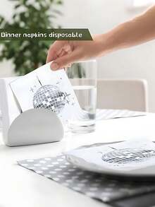 20张/包 迪斯科派对鸡尾酒餐巾纸，时尚一次性70、80、90年代派对用品，迪斯科鸡尾酒餐巾纸，适用于订婚、生日、毕业典礼、婴儿派对、情人节等场合（黑色） - 彩色 - 查看 6