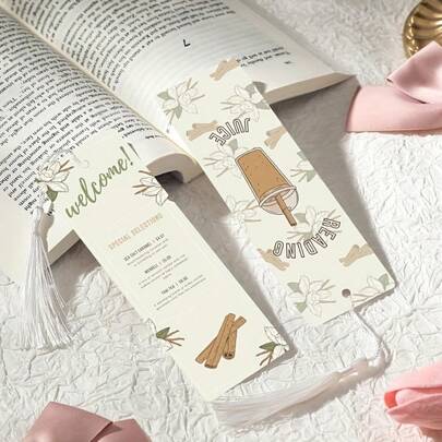 2pcs PET Pattern Printed Bookmarks, Exquisite Waterproof, Practical, Unique Pattern Design, Add Fun To Reading, Perfect Gift For Family And Friends, Suitable For Book Lovers, Holiday Gifts, Home/Office/Study Supplies, Random Color Tassel Included