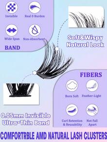 MEM 680/544/300/280片装假睫毛，高容量，60D/80D/100D/120D/150D D型卷翘浓密纤长款，9-16毫米，DIY假睫毛，自然妆效，浓密纤长，超柔软轻盈，可重复使用，单簇式睫毛，睫毛嫁接套装包含化妆工具和2支睫毛刷，适合初学者在家或户外使用，适用于日常生活、婚礼、派对、音乐节、母亲节等各种场合。 - 黑色 - 查看 8
