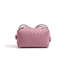 New Embossed Woven Camera Bag, Fashion Versatile Shoulder Bag, Niche Lightweight Crossbody Bag, Knotted Strap Camera Bag - Watermelon Pink - View 2
