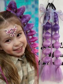 24inch Ponytail Extension Ombre Lantern Bubble Ponytail Twist Braid With Elastic Band For Girls Kids Hair 2PCS - Two-Tone - View 7