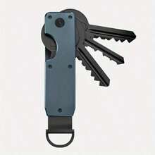 Smooth Aluminum Key Organizer - Compact Metal Keychain | Simple, Lightweight, Portable, With Safety Twist Lock | Scratch-Resistant, Ideal Gift For Men And Women, Cute Keychain - 藍色 - 查看 12