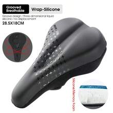 1pc WEST BIKING Bicycle Shock-Absorbing Saddle, Soft & Comfortable Silicone Material, PU Leather, Waterproof, High Resilience Memory Foam, Suitable For Road Bike & MTB - Black - View 13