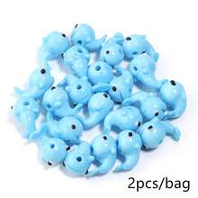 2pcs/Pack Colorful Glass Animal Beads - Ladybug, Dolphin, Frog, Shrimp, Decorative Accessories - Multicolor - View 17