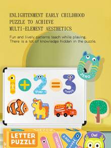 1 zestaw magnetycznych puzzli poznawczych dla dzieci do wczesnej edukacji, Montessori dla dzieci w wieku 3-6 lat z 26 wielkimi i małymi literami, cyframi 0-10, magnetyczne naklejki na lodówkę z motywem zwierząt, zabawki-puzzle dla dzieci, wykwintne prezenty na urodziny - Wielokolorowe - Zobacz 4
