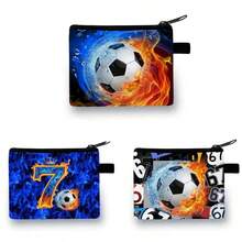 Cute Kids Zipper Wallet, Kids Soccer Coin Purse - Mini Change Purse, Soccer Pattern, Fashionable Cool Design, Best Gift, Suitable For School, Travel And Daily Use (5.5 In X 4.1 In) - Multicolor - View 2