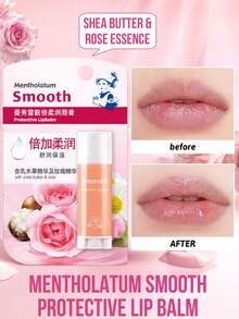 Mentholatum Moisturizing Protective Lip Balm, Repairs, Deeply Locks In Moisture, Infused With Shea Butter And Rose Extract, Softens Cuticles, Fades Fine Lines, Antioxidant Repair, 93% Users Witness Instant Radiance, Long-Lasting Nourishment, Moisturizing, Creates Smooth Makeup Base, Sun Protection, Strengthens Lip Barrier, Can Be Used As Overnight Lip Mask, Non-Greasy Lip Primer, Daily Commute, Christmas Gift, Winter Rescue, All-Purpose Lip Savior - Shea Butter & Rose Essence - View 1
