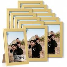 4x6 Picture Frame Set Of 12,Gold 4x6 Photo Frames Display 4inchx6inch Pictures,Picture Frames 4x6 Wall Gallery Collage Tabletop Or Wall Mount,Poster Frame Display For Certificate Document - 12件套裝(金色) - 查看 1