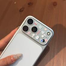 Bow Lens Film+DIY Sticker, Including Bow, Heart, Fine Flash Camera Lens Film, Compatible With Apple 17 Pro Max/17 Pro, Soft Protective Film. Hard Glass Film - Blue Bow Lens Protector + DIY Stickers - View 4