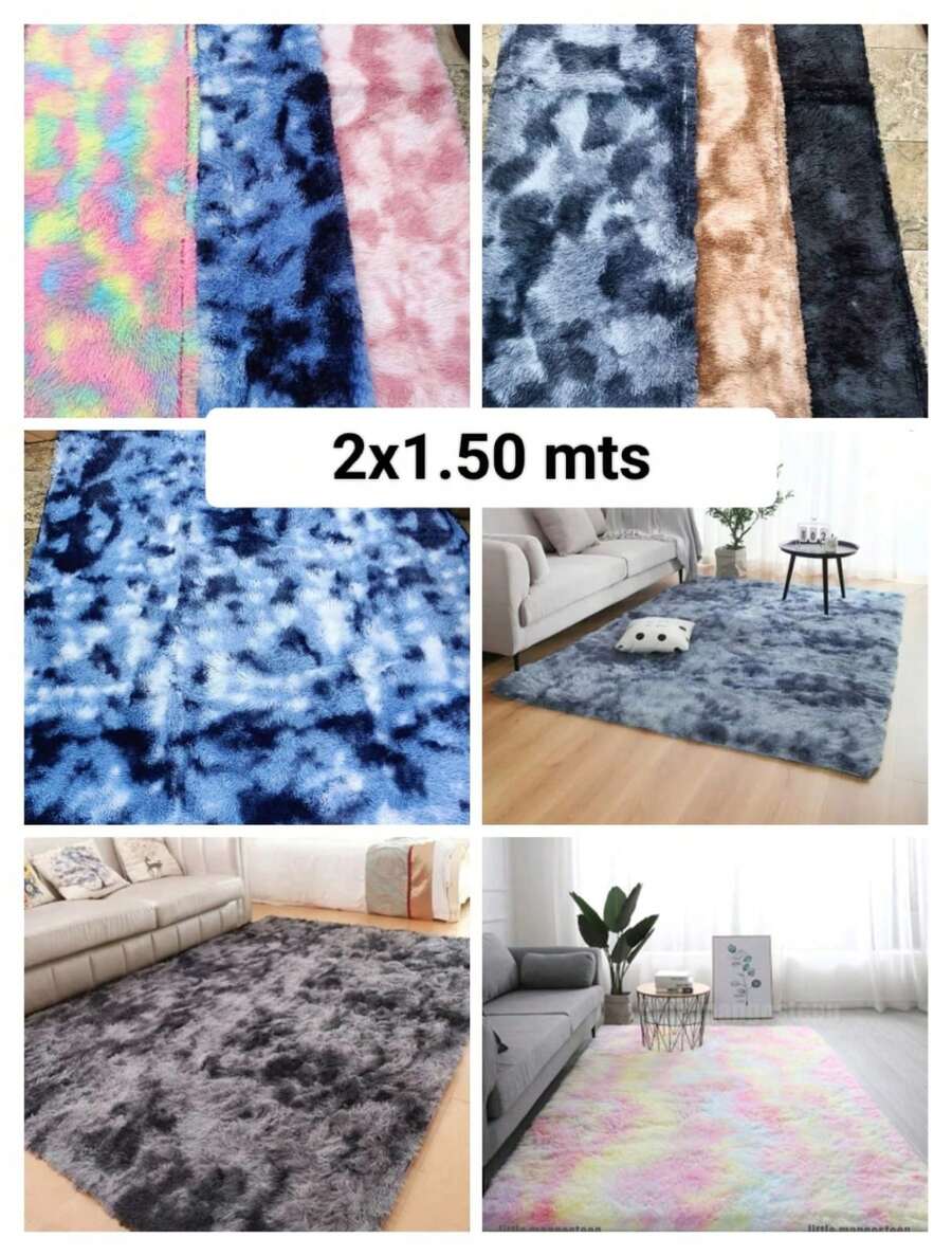 Alfombra esponjosa, ideal para dormitorio de niñas y sala de estar, extra suave y peluda, antideslizante, de color liso, ideal para decoración del hogar.Alfombras modernas ultra suaves para el hogar, alfombra de felpa, decoración del suelo - Multicolor - Ver 1