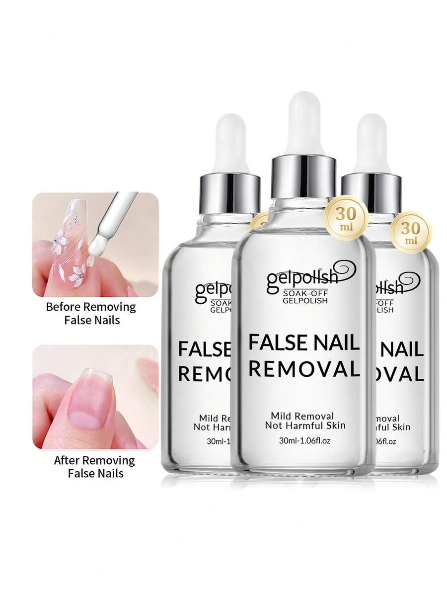3PCS 30ml Pinpoint Nail Glue Remover For Press On, Multi-Functional Remover For Nails Tips, Gentle Glue Remover For Gel X Nails, Non-Acetone Nail Polish Remover - 無色 - 查看 1