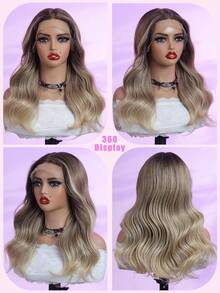 18 Inch Ombre Brown Synthetic 13X4X1 T-Part Lace Wig Loose Wave For Party Roleplay Masquerade Balls Shiny Adjustable Breathable Lace Cap Cost - Effective Glam Wig For Women Beginner Friendly Wigs For Daily Party Use Natural And Beautiful