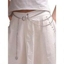 Chain Belt Chain Silver Chain Belt Gold Chain Belt With Chain Sunflower Butterfly Waist Chain Belt Plus Size Long - B2 - Trái tim - bạc - Xem 5